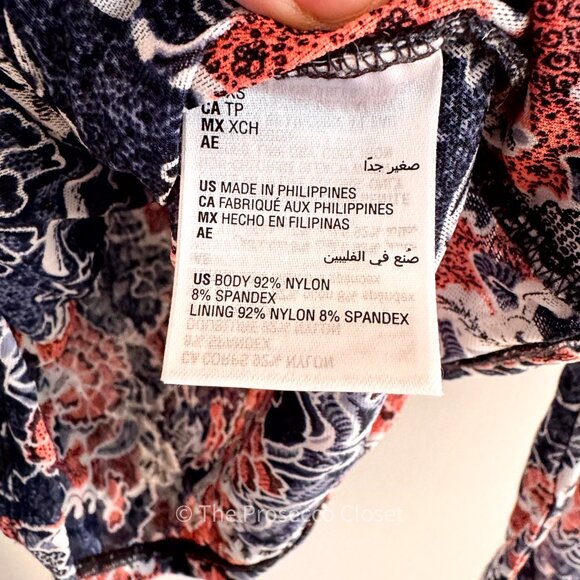 2000s INC International Concepts Wrap Nylon Print Top (XS) - Picture 3 of 5